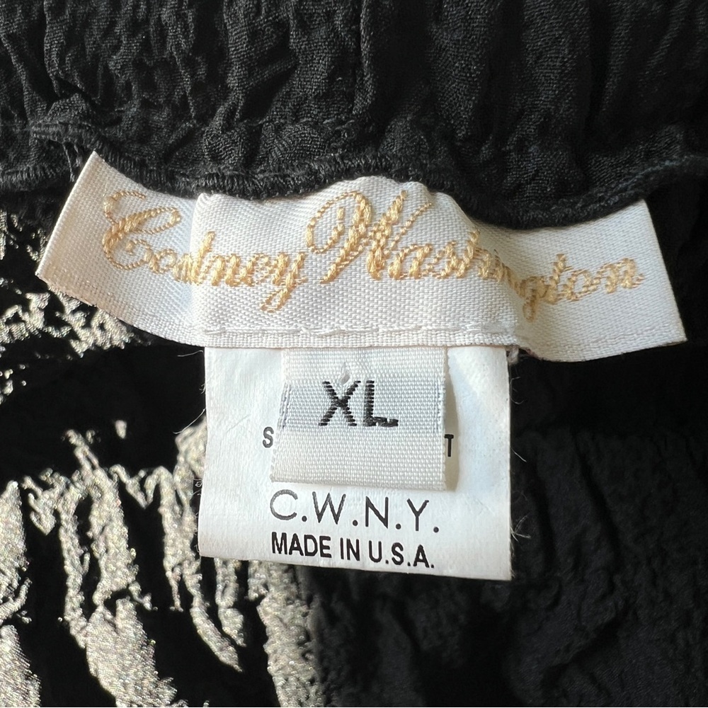 COURTNEY WASHINGTON Cropped Pucker Pants Crinkle Gauze Elastic Stretch Black XL - Picture 6 of 13